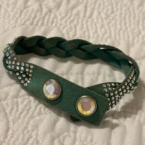 Swarovski and suede braided bracelet